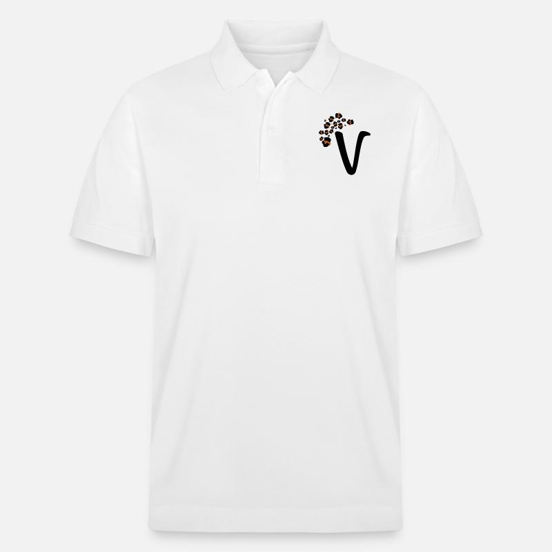 Buchstaben v Leopardenmuster - Stanley/Stella Unisex Bio-Poloshirt PREPSTER - Weiß