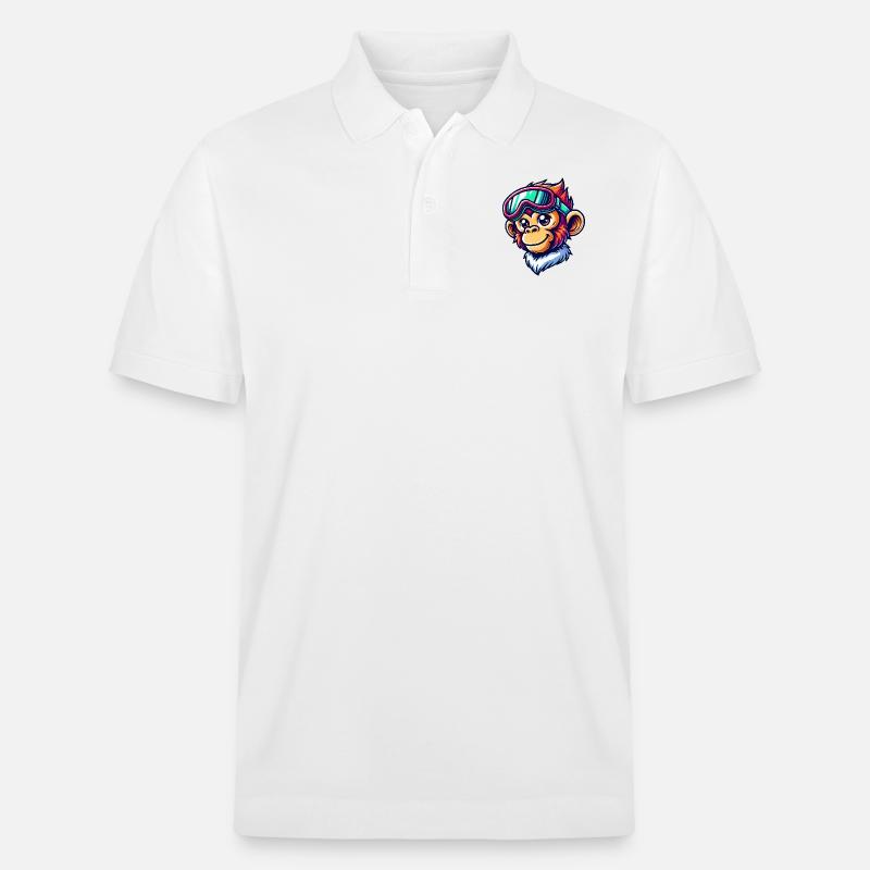 Affe Skibrille Comic - Stanley/Stella Unisex Bio-Poloshirt PREPSTER - Weiß