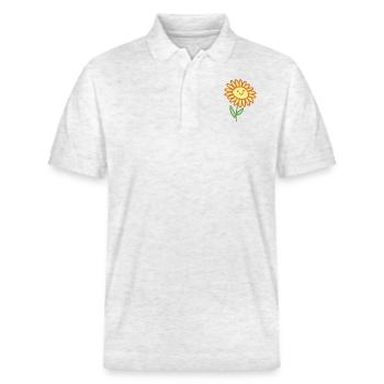 Fleur de soleil - Polo PREPSTER bio Stanley/Stella Unisexe - blanc chiné - Devant - Roxy (174cm) & Andy (188cm)
