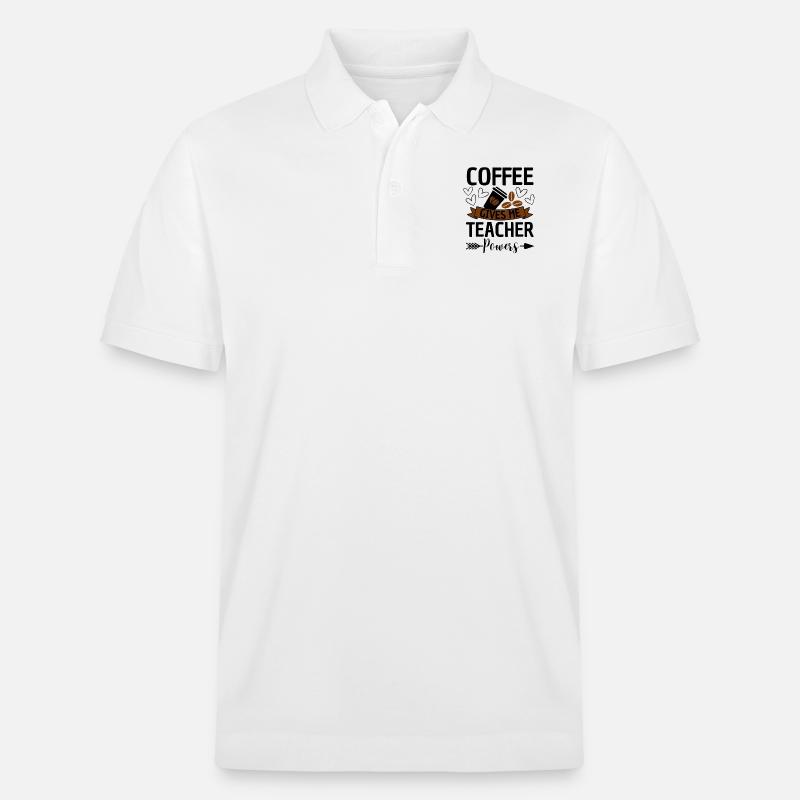 Lustiger Lehrer Spruch mit Kaffee - Stanley/Stella Unisex Bio-Poloshirt PREPSTER - Weiß