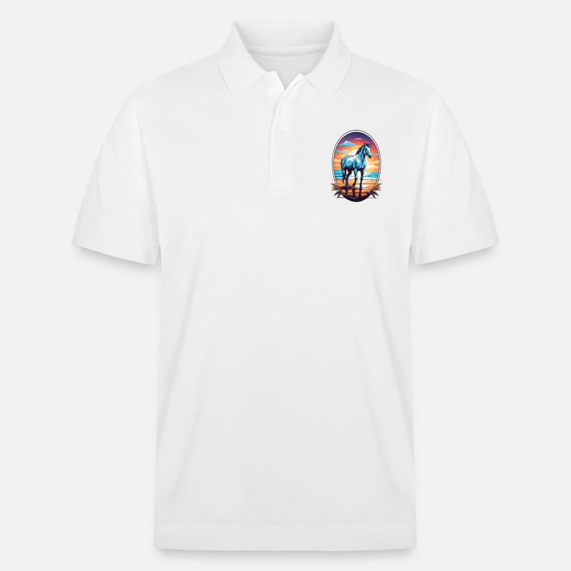 Pferd am Strand - Stanley/Stella Unisex Bio-Poloshirt PREPSTER - Weiß