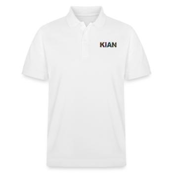 KIAN - Beau prénom de garçon avec dinosaure - Polo PREPSTER bio Stanley/Stella Unisexe - blanc - Devant - Roxy (174cm) & Andy (188cm)