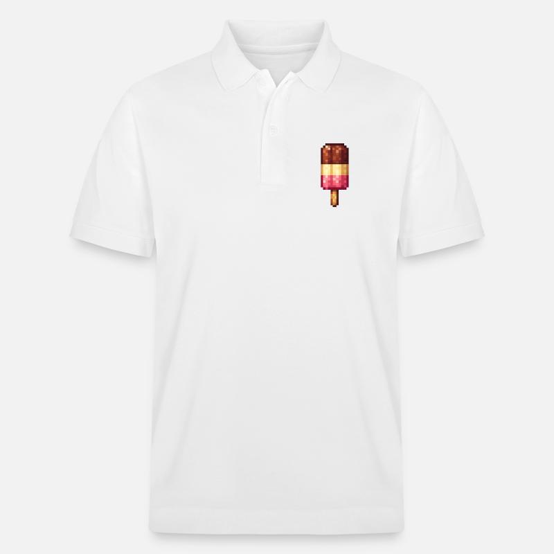Retro Pixel Eis am Stiel - Stanley/Stella Unisex Bio-Poloshirt PREPSTER - Weiß
