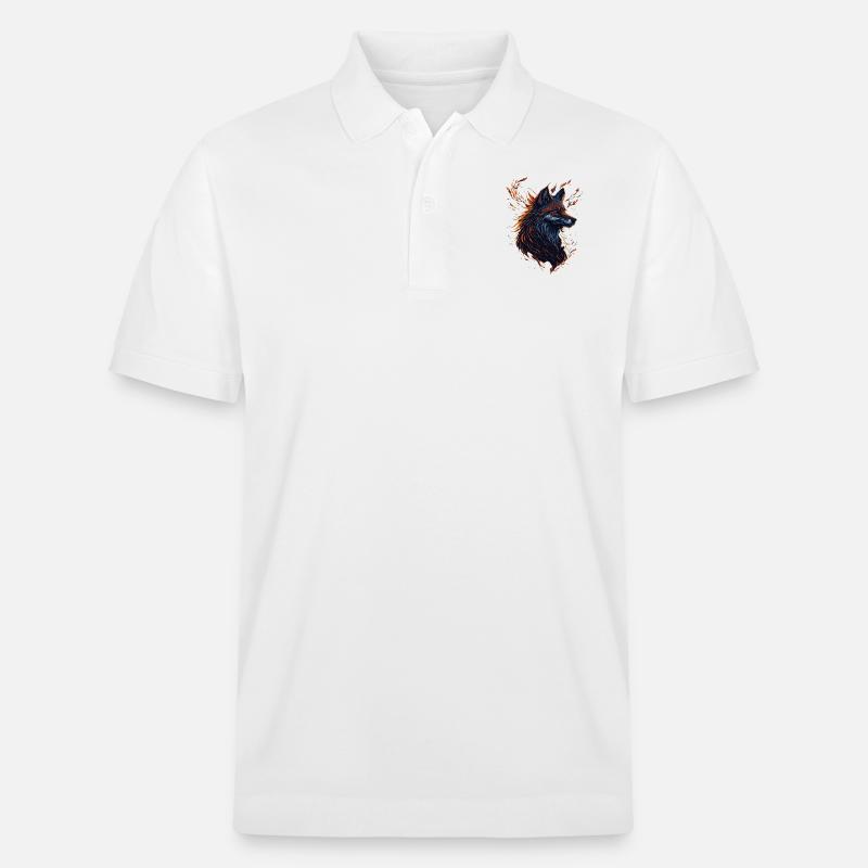 wolf artwork - Polo PREPSTER bio Stanley/Stella Unisexe - blanc