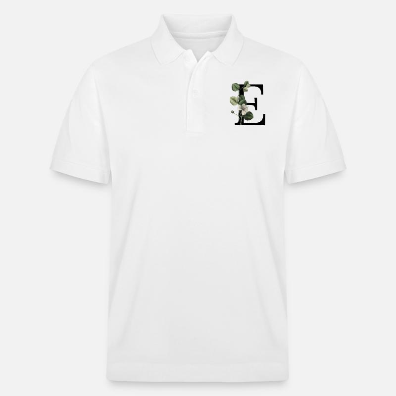 Grüner botanischer Buchstabe E - Stanley/Stella Unisex Bio-Poloshirt PREPSTER - Weiß