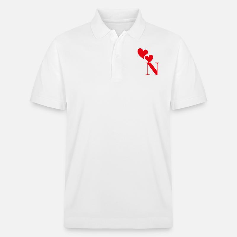 Buchstabe n rotes Herz - Stanley/Stella Unisex Bio-Poloshirt PREPSTER - Weiß