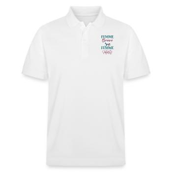 Femme brave femme pilates - Polo PREPSTER bio Stanley/Stella Unisexe - blanc - Devant - Roxy (174cm) & Andy (188cm)