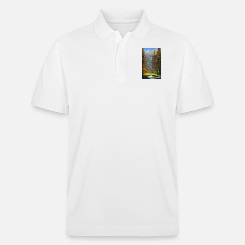 Simulation abstrakte Naturlandschaft - Stanley/Stella Unisex Bio-Poloshirt PREPSTER - Weiß