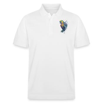 Captivating Watercolor Painting of a Parrot - Stanley/Stella Unisex Organic Polo Shirt PREPSTER - white - Front - Roxy (174cm) & Andy (188cm)
