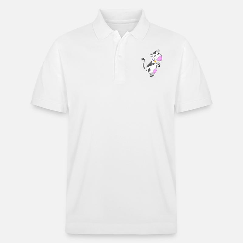 Neugierige Comic Kuh - Stanley/Stella Unisex Bio-Poloshirt PREPSTER - Weiß