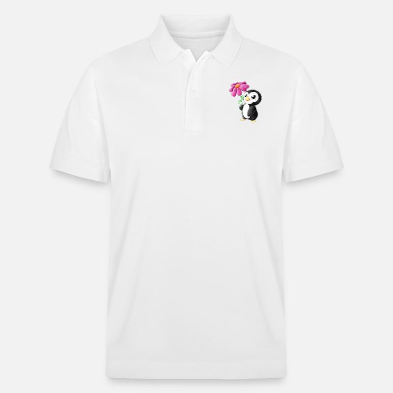 Putziger Comic Pinguin - Stanley/Stella Unisex Bio-Poloshirt PREPSTER - Weiß