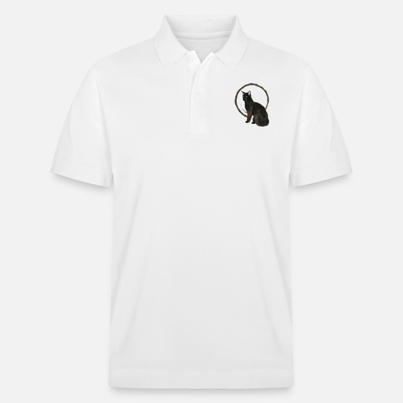 Schwarze Katze Nelson 2 - Stanley/Stella Unisex Bio-Poloshirt PREPSTER - Weiß