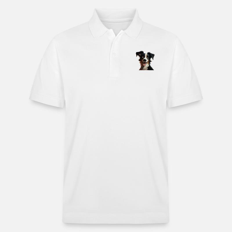 Border Collie Comic - Stanley/Stella Unisex Bio-Poloshirt PREPSTER - Weiß