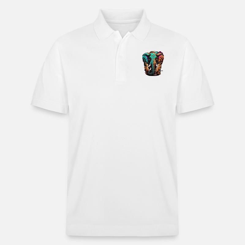 Graffiti éléphant - Polo PREPSTER bio Stanley/Stella Unisexe - blanc