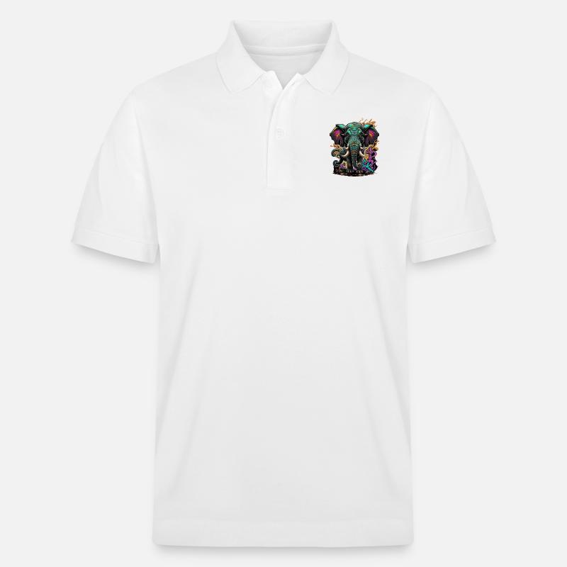 Graffiti éléphant - Polo PREPSTER bio Stanley/Stella Unisexe - blanc