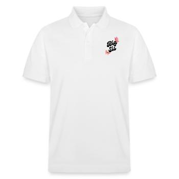 Big Sis - perfekt für die große Schwester - Stanley/Stella Unisex Bio-Poloshirt PREPSTER - Weiß - Vorne - Roxy (174cm) & Andy (188cm)