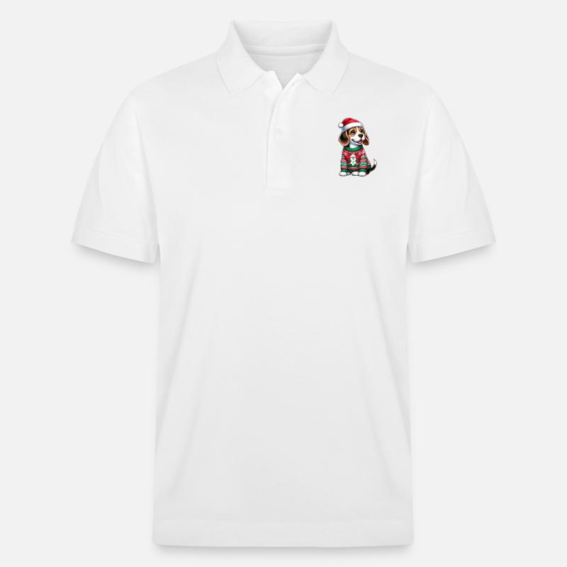Weihnachts-Beagle | Beagle mit Weihnachtsmütze - Stanley/Stella Unisex Bio-Poloshirt PREPSTER - Weiß
