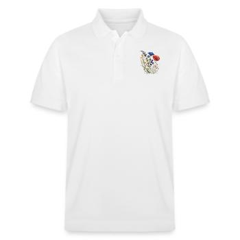 Fleurs des prairies - Polo PREPSTER bio Stanley/Stella Unisexe - blanc - Devant - Roxy (174cm) & Andy (188cm)