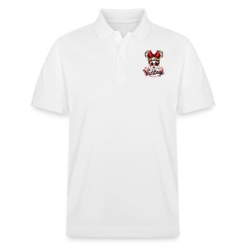 Vintage Queen Retro Face Design - Stanley/Stella Unisex Bio-Poloshirt PREPSTER - Weiß - Vorne - Roxy (174cm) & Andy (188cm)