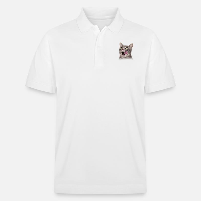 Katze - Stanley/Stella Unisex Bio-Poloshirt PREPSTER - Weiß