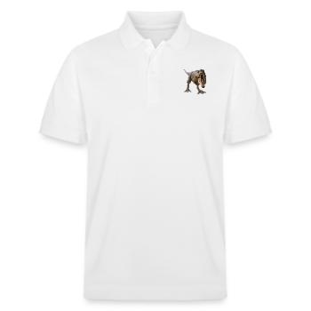 Dino-Objekt - Stanley/Stella Unisex Bio-Poloshirt PREPSTER - Weiß - Vorne - Roxy (174cm) & Andy (188cm)