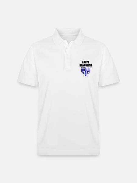 HAPPY HANUKKAH - Stanley/Stella Unisex Organic Polo Shirt PREPSTER - white