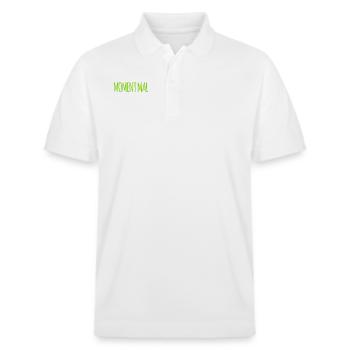 Moment mal - Stanley/Stella Unisex Bio-Poloshirt PREPSTER - Weiß - Vorne - Roxy (174cm) & Andy (188cm)