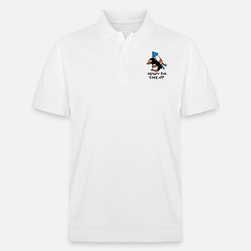 rocket_pinguin_white_c_3c - Stanley/Stella Unisex Bio-Poloshirt PREPSTER - Weiß