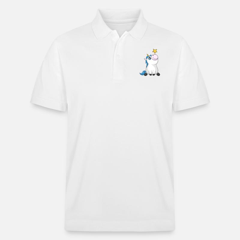 Süßes Comic Einhorn - Stanley/Stella Unisex Bio-Poloshirt PREPSTER - Weiß