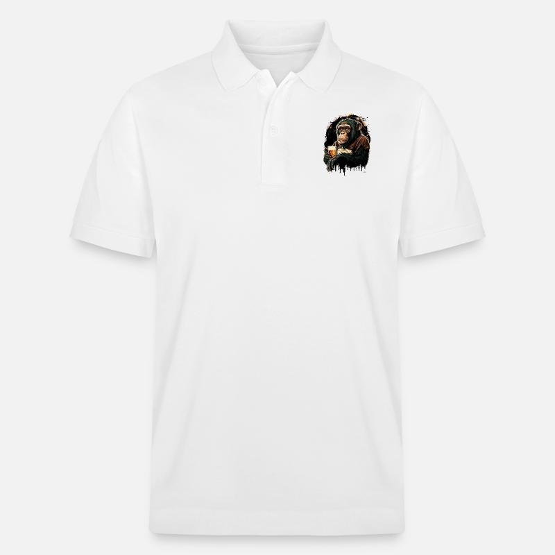 Cooler Bier Schimpanse - Stanley/Stella Unisex Bio-Poloshirt PREPSTER - Weiß