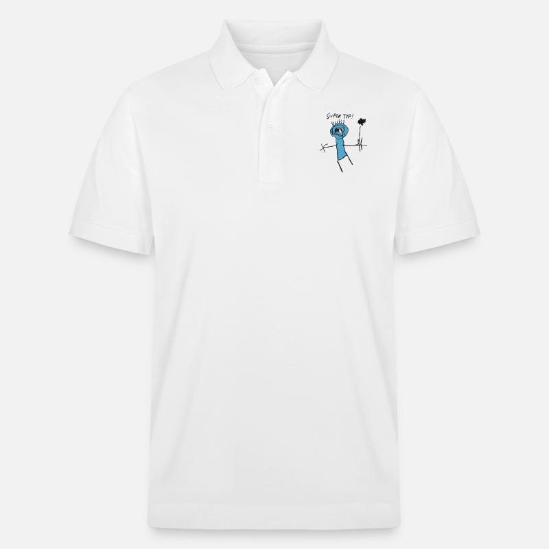 Strichmännchen "Super Typ" - Stanley/Stella Unisex Bio-Poloshirt PREPSTER - Weiß
