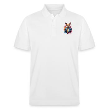 Hund im Anzug - Stanley/Stella Unisex Bio-Poloshirt PREPSTER - Weiß - Vorne - Roxy (174cm) & Andy (188cm)