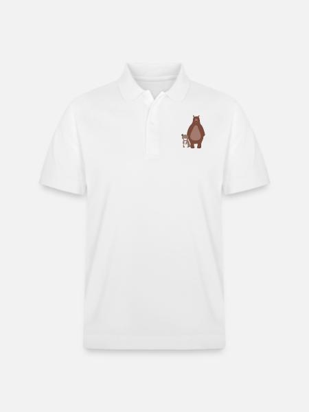 Mama bear or daddy bear with bear baby bear - Stanley/Stella Unisex Organic Polo Shirt PREPSTER - white