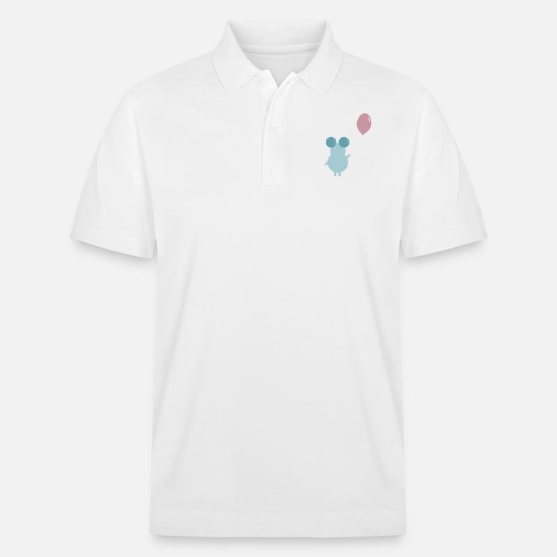 MOUSE HOLDING A BALLOON ILLUSTRATION - Stanley/Stella Unisex Bio-Poloshirt PREPSTER - Weiß