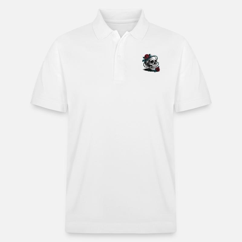 Totenkopf mit Rosenblüten - Stanley/Stella Unisex Bio-Poloshirt PREPSTER - Weiß