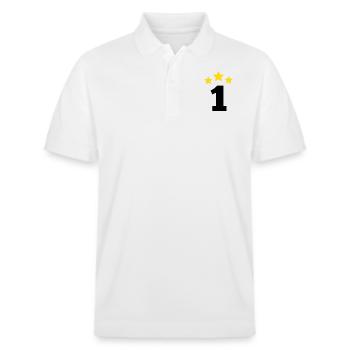 1 an étoile - cadeau de 1e anniversaire - Polo PREPSTER bio Stanley/Stella Unisexe - blanc - Devant - Roxy (174cm) & Andy (188cm)