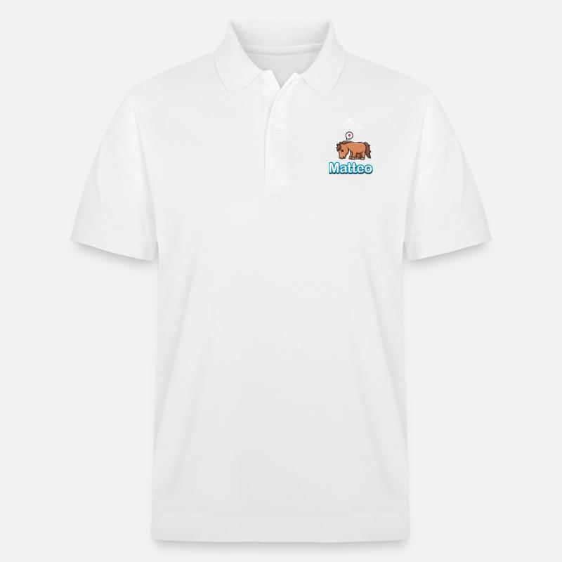 Falkenhof Matteo Comic Pferd - Stanley/Stella Unisex Bio-Poloshirt PREPSTER - Weiß