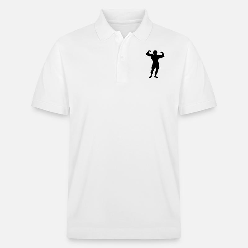 Bodybuilder Silhouette - Stanley/Stella Unisex Bio-Poloshirt PREPSTER - Weiß