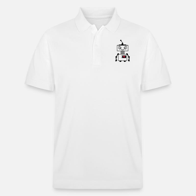 roboter_herz_2 - Stanley/Stella Unisex Organic Polo Shirt PREPSTER - white