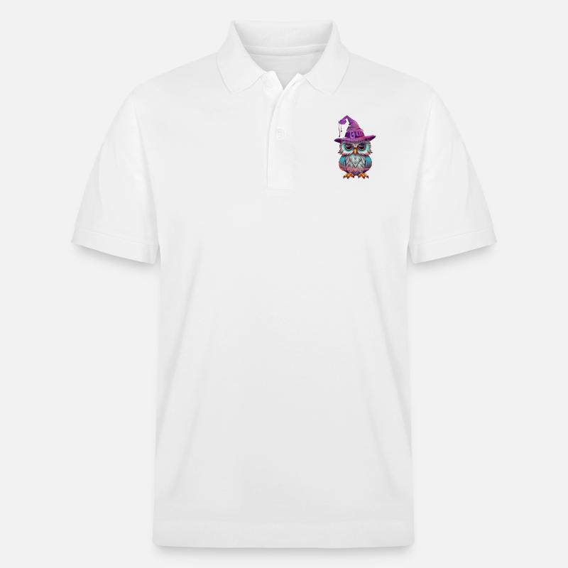Eulen-Hexe mit Hut - Stanley/Stella Unisex Bio-Poloshirt PREPSTER - Weiß