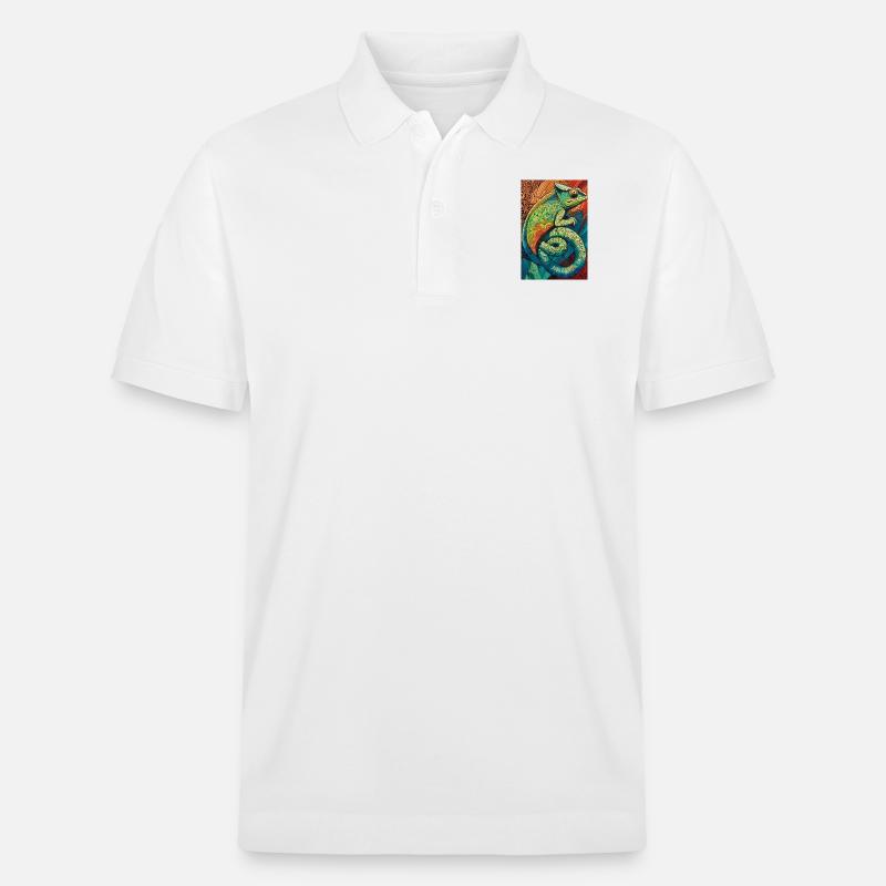 Lizard Lover Op Art Chameleon - Stanley/Stella Unisex Bio-Poloshirt PREPSTER - Weiß