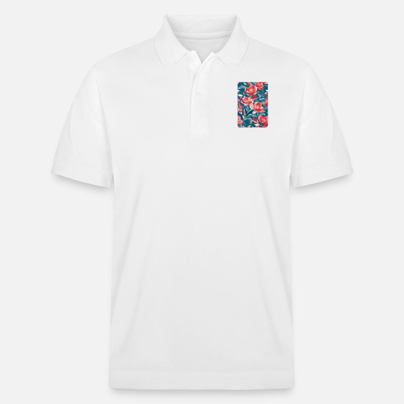 Tulipes rouges à feuilles vertes - Polo PREPSTER bio Stanley/Stella Unisexe - blanc