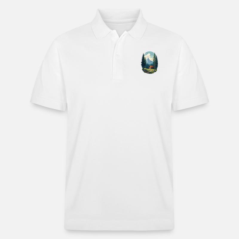 Cabane pixélisée dans les bois - Polo PREPSTER bio Stanley/Stella Unisexe - blanc