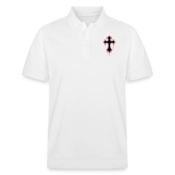 gothic, splatter, cross - Stanley/Stella Unisex Bio-Poloshirt PREPSTER - Weiß - Vorne - Roxy (174cm) & Andy (188cm)