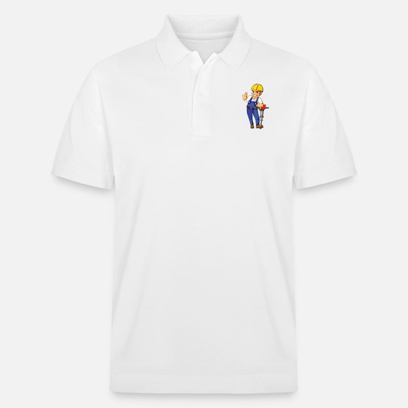 construction worker bauarbeiter strassenbau2 - Stanley/Stella Unisex Bio-Poloshirt PREPSTER - Weiß