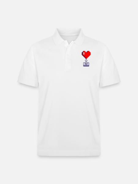 Roter Herz-Joystick Retro-Gaming - Stanley/Stella Unisex Bio-Poloshirt PREPSTER - Weiß