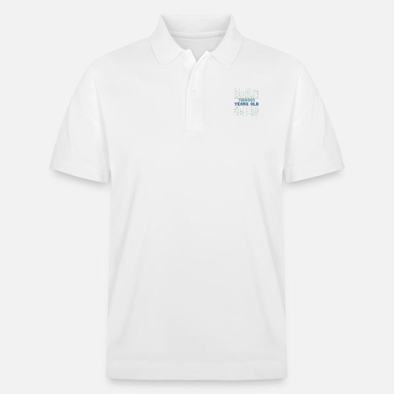 97th Birthday 97 years old Binary Code Coder - Stanley/Stella Unisex Organic Polo Shirt PREPSTER - white