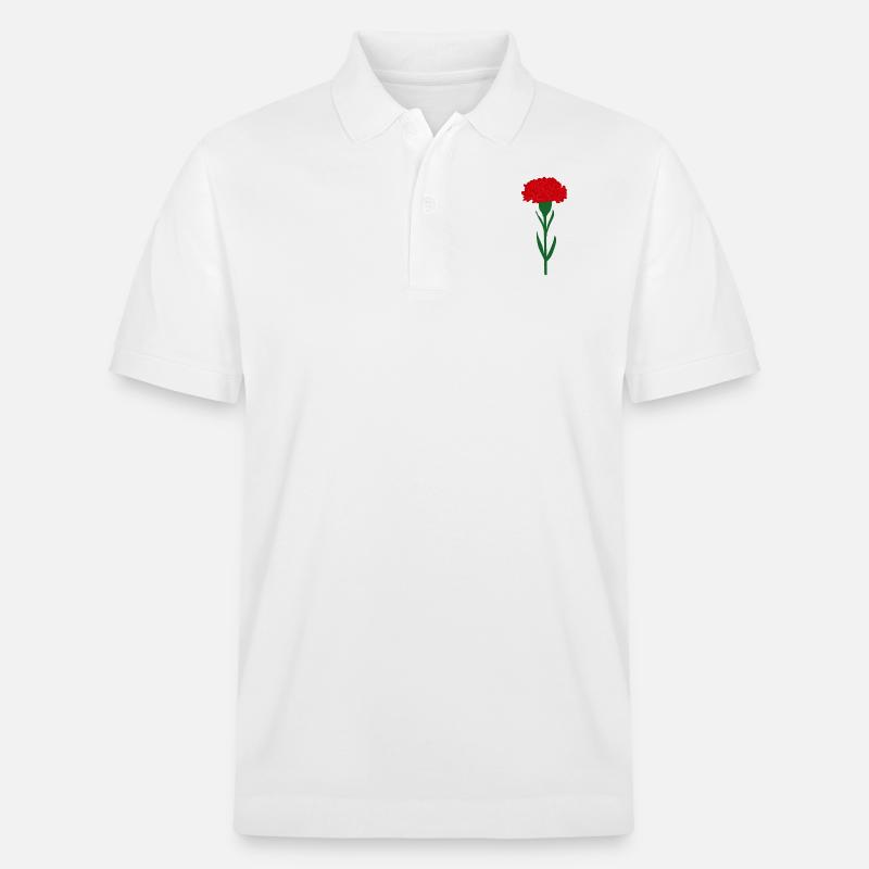 Fleur d’œillet rouge vif unique - Polo PREPSTER bio Stanley/Stella Unisexe - blanc