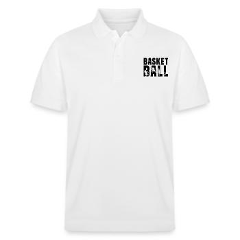 Basketball Cadeau de Joueur, Joueuse, Entraîneur - Polo PREPSTER bio Stanley/Stella Unisexe - blanc - Devant - Roxy (174cm) & Andy (188cm)