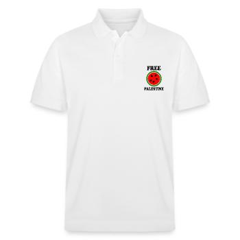 Free palestine - Stanley/Stella Unisex Bio-Poloshirt PREPSTER - Weiß - Vorne - Roxy (174cm) & Andy (188cm)